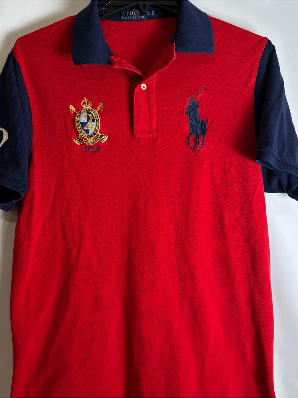 Polo by Ralph Lauren Red & Navy Mens Pique Polo with Crest